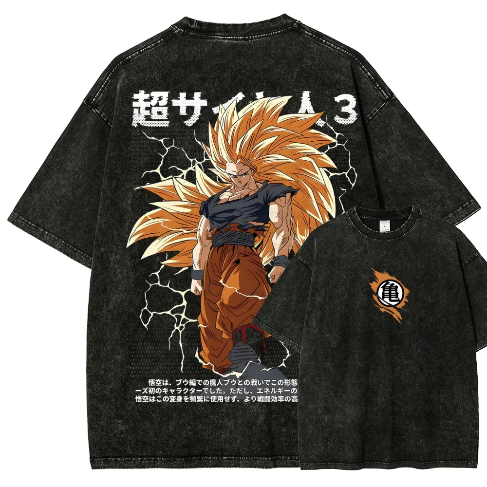 Anime-Inspired Graphic Washed Cotton T-Shirt