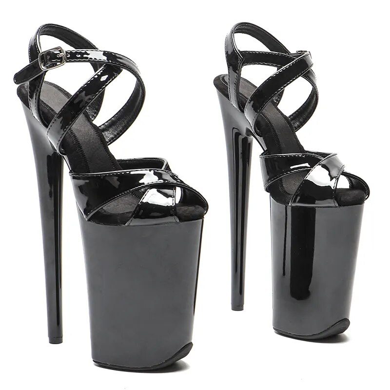 TAAFO 23CM / 9inches Patent PU Platform High Heels Sandals Pole Dance Shoes