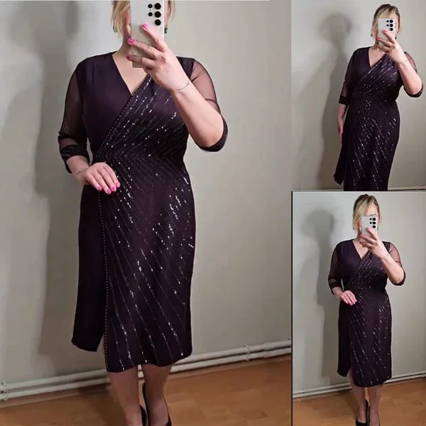 Plus Size Glitter Sheath Dress