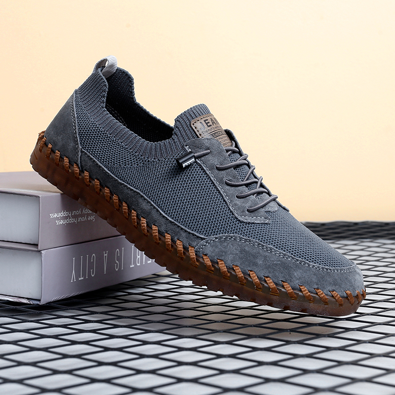 Men's Breathable Knitted Hand Sewing Elastic Band Sneakers | ARKGET