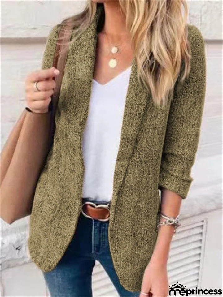 Fashion Open Front Lapel Collar Slim Casual Work Office Blazer Jacket