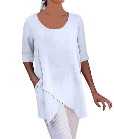 Casual Loose Cotton And Linen Blouse