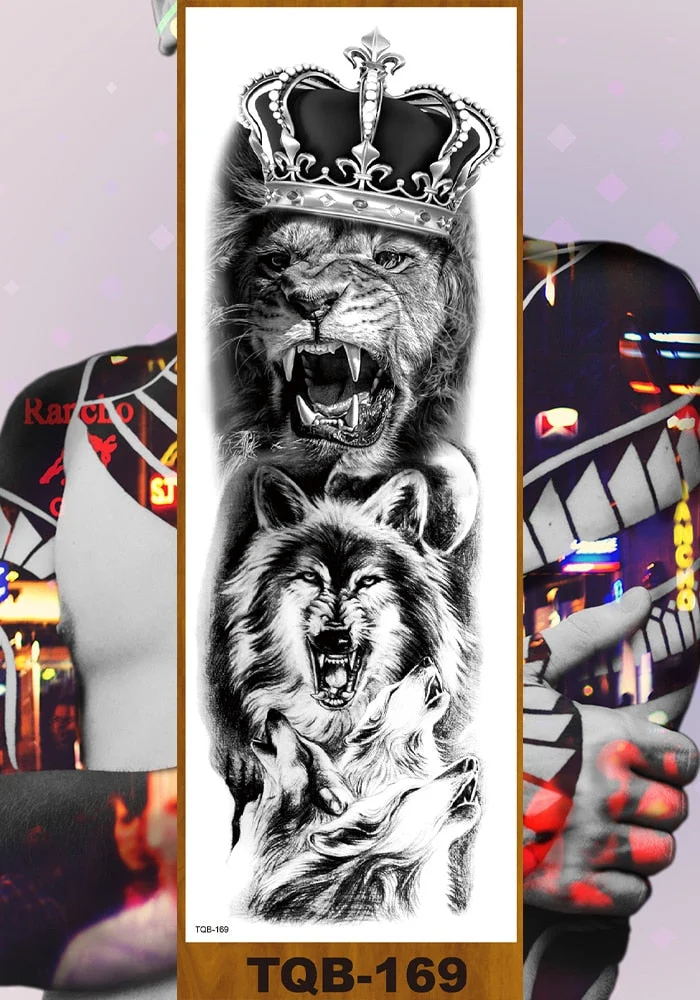 Full Flower Arm Temporary Tattoo Stickers Man Woman Girl Body Leg Fake Tatoo Sexy Fox Bear Owl Cheetah Tiger Timberwolves Lion