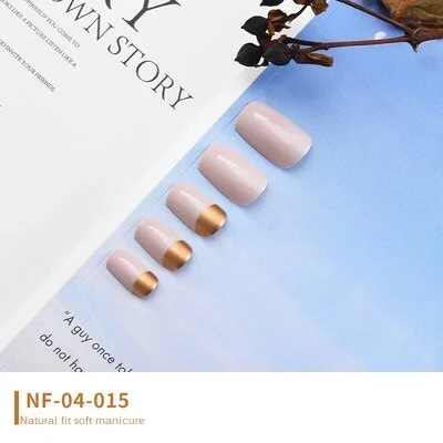 Fake Nails Art French Tips Full Cover Press with Giue Stick Display Set Clear Box Designs False Kiss Waterproof Removable-Nail Inspo