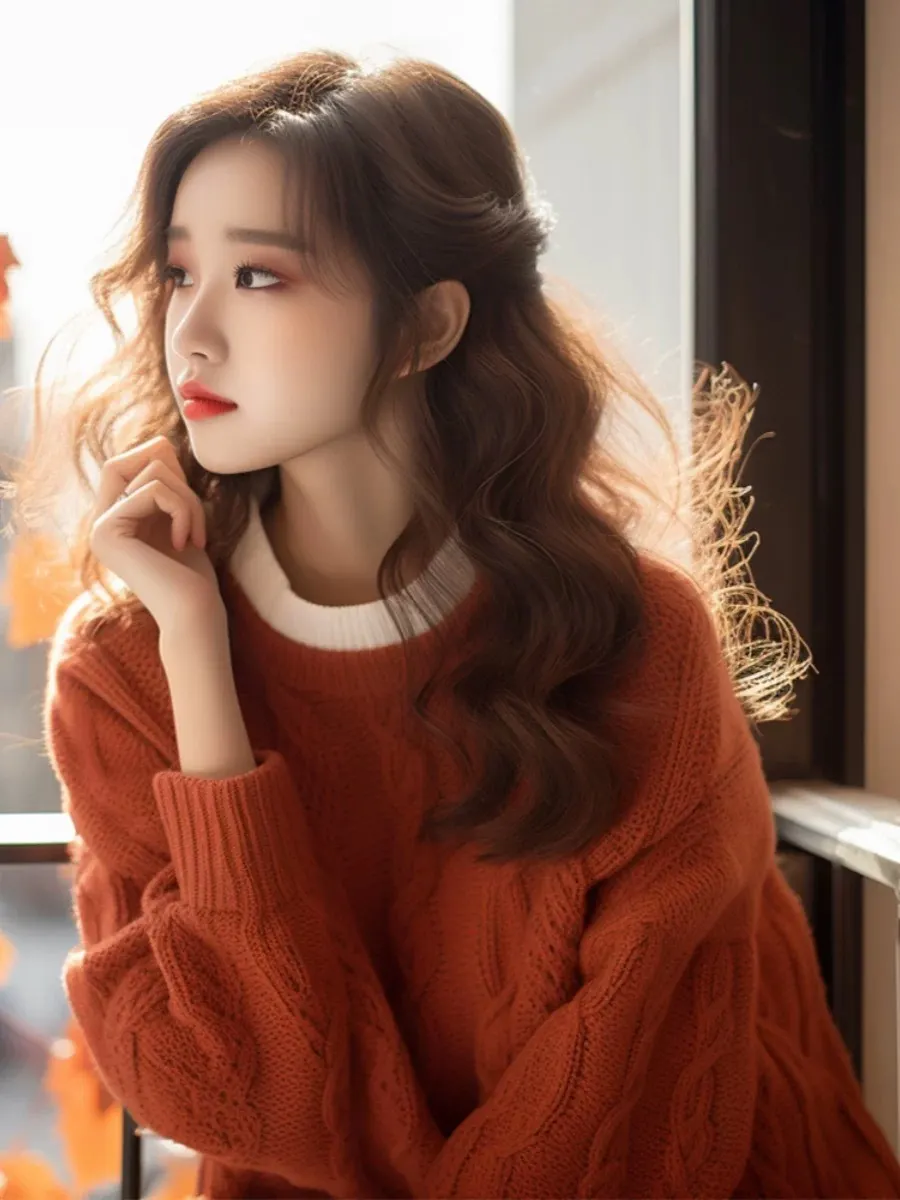 Churchf Churchf Year's Popular Beautiful Orange Round-Neck Sweater Women Wear Loose Knitting Tops In Autumn And Winter With A Small Fragrant Wind