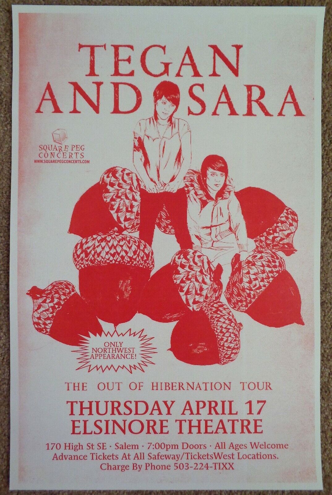 TEGAN AND SARA 2008 Gig POSTER Salem Oregon Concert