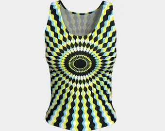 Pornhint Sunny Vibes Tank Top, Fitted Tank Top,Athletic Tank Tops,Fitted Tank Tops for Women, Yoga Tank Top,Workout Tank Top, Rave Tank, Groovy, Wavy