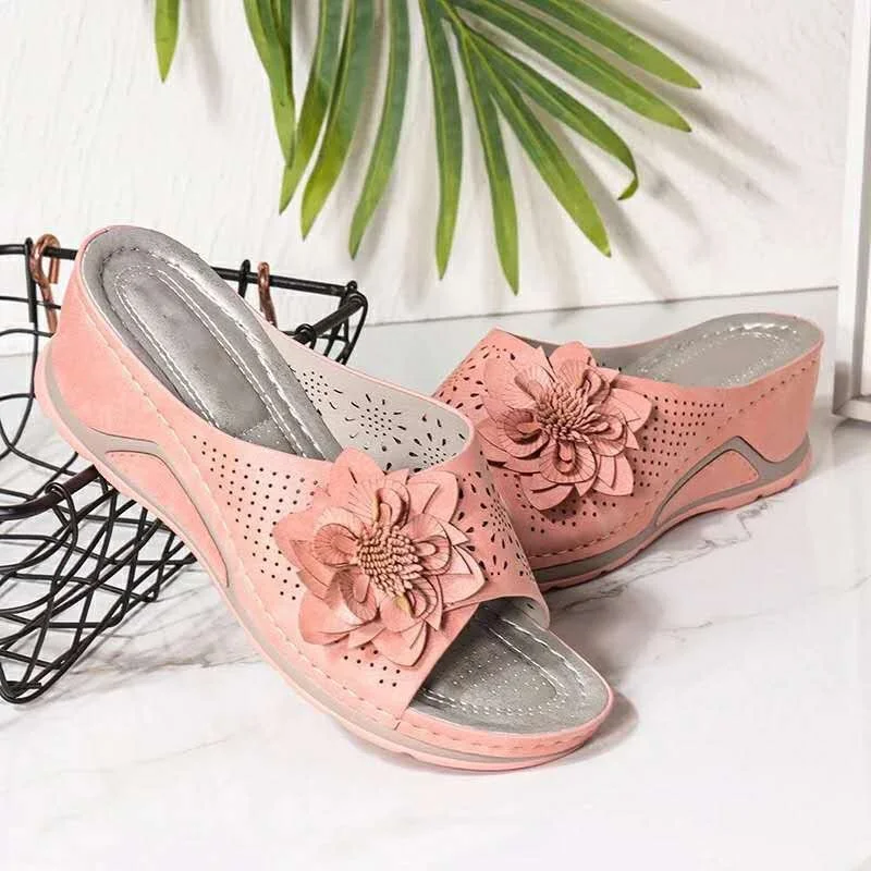 Yyvonne Large-Size Leisure Flower Sandals Car Line Toe Slope And Slippers French Tidal Women's Shoes