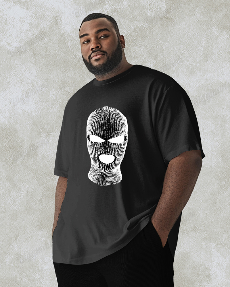 100% Cotton-Simple Headgear Case Men's Loose Plus Size Short-sleeved T-shirt