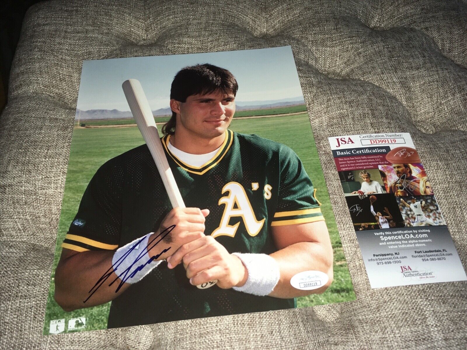 Jose Canseco Oakland Athletics Signed Photo Poster painting JSA Certified