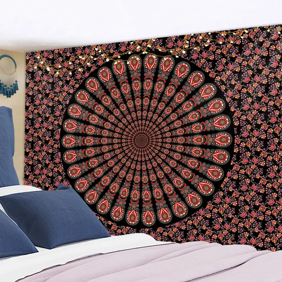 India Mandala Tapestry Wall Hanging Boho Decor Wall Cloth Tapestries Psychedelic Hippie Night Moon Tapestry Mandala Wall Carpet