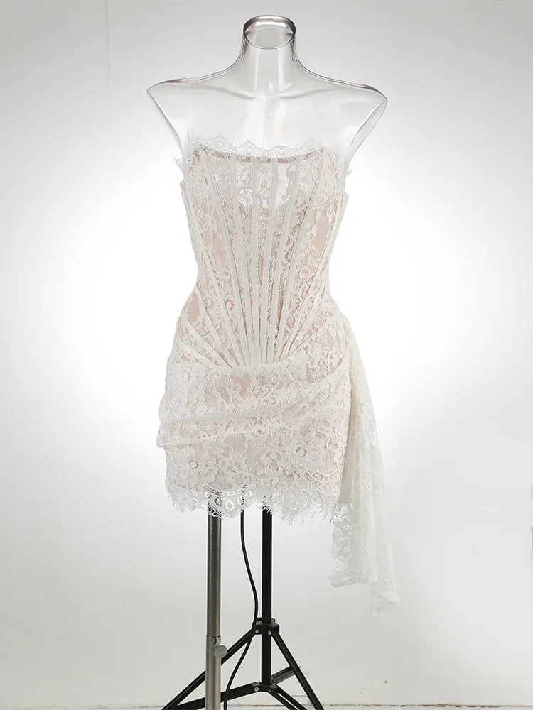Brownm High-End Women's Sexy Lace Perspective Splicing Waist Tset Bra Dress Elegant Temperament Dress Dress Dress Dress Dress