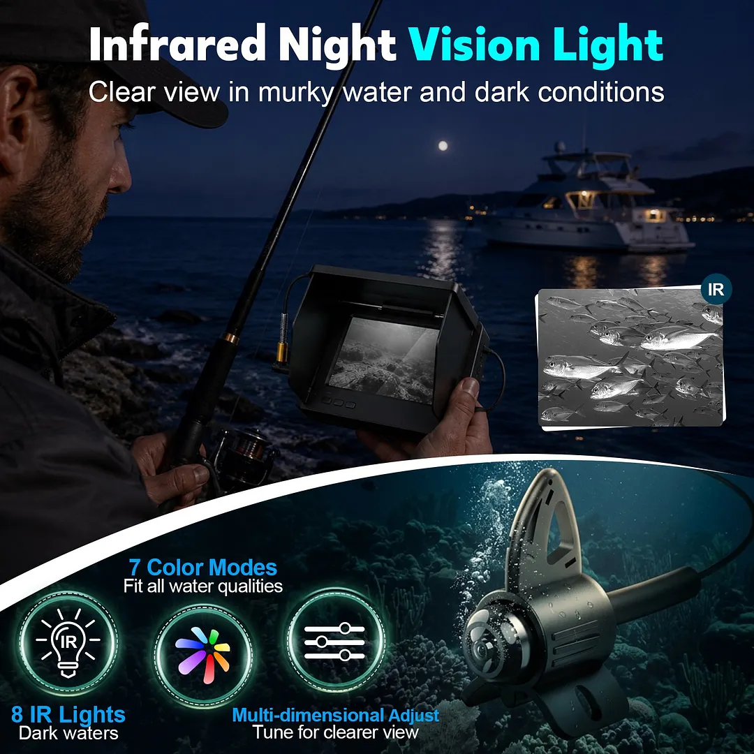 BEBANG Underwater Fishing Camera, 5" Ips, 8000mAh Ice Fishing Camera, 220&deg;Wide Angle, Portable Fish Finder 65.6ft Cable for Ice Lake Boat Kayak Fishing