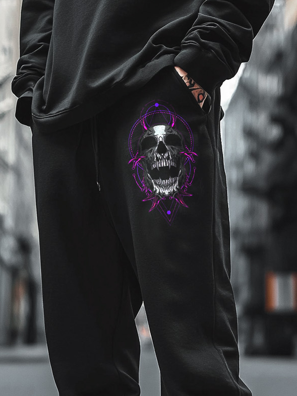 Art Print Track Pants Satanic Skull Magician Totem Unisex Casual Sweatpants