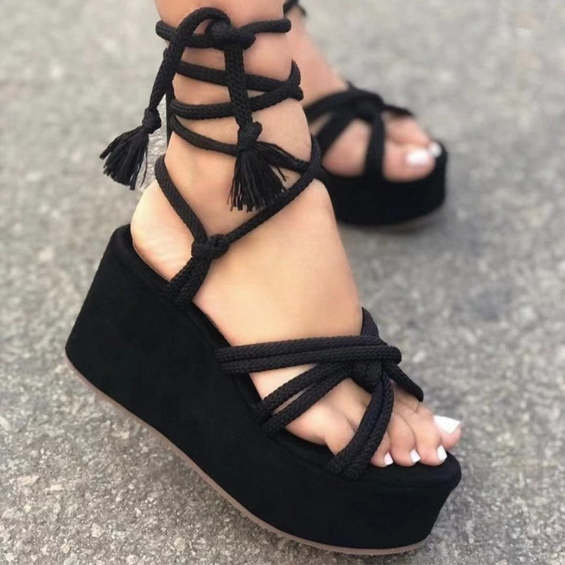 Lace Up Wedge Platform Sandals main image 0