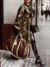 Fashion Camouflage Buttoned Lapel Collar Loose Long Trench Coat