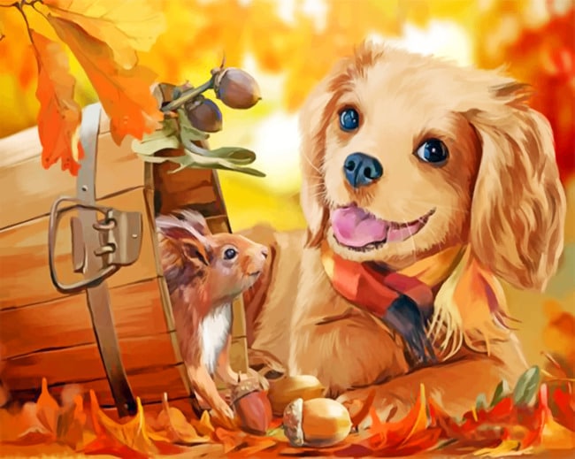 

Dog And Rabbit – Paint By Numbers - 40*50CM, 501 Original