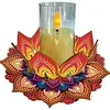 Mandala lotus acrylique DIY peinture en diamant porte-bougies sans bougies table de table de table pour d&eacute;butants adultes