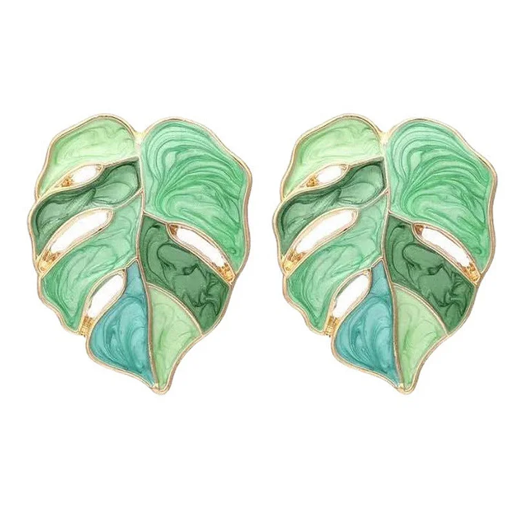 Flaxmaker Metal Leaf Design Earrings