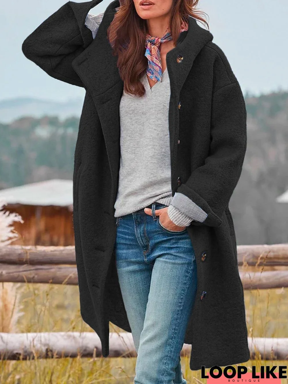 Woolen Hoodie Casual Overcoat