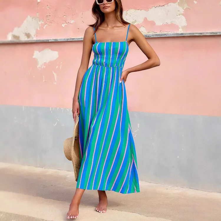 Sling Striped Print Dress
