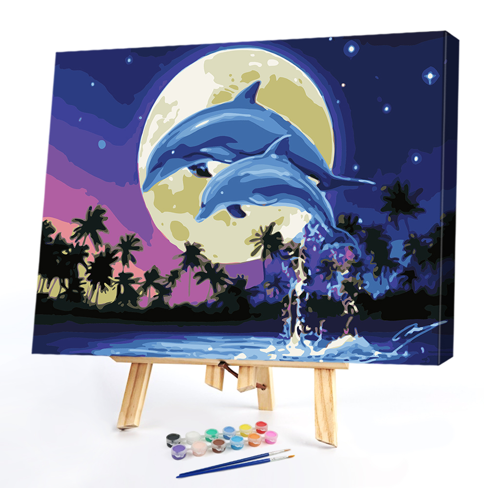 

40*50cm - Paint By Numbers - Two Dolphins, 501 Original