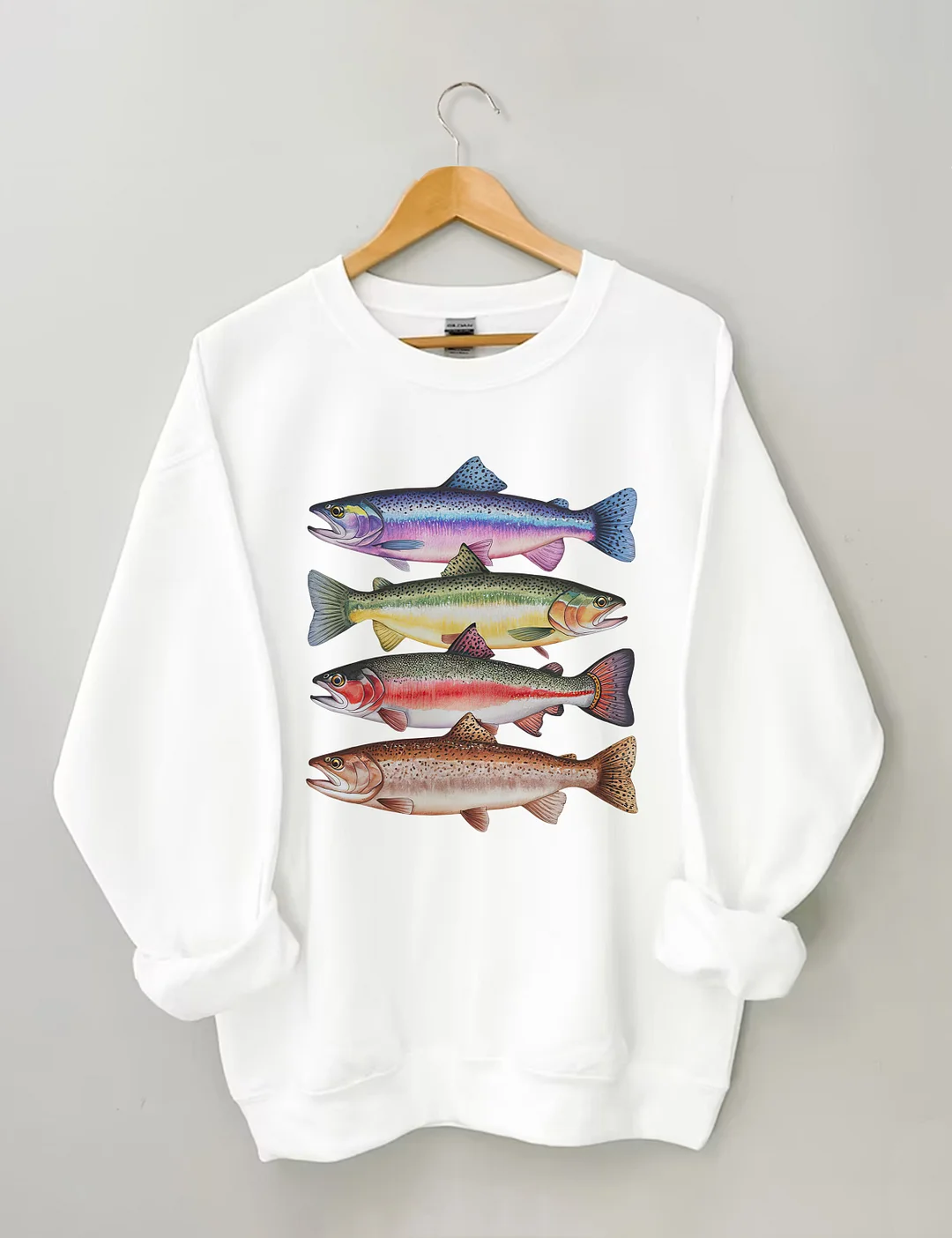 Abstract Colorful Trout In A Row Sweatshirt