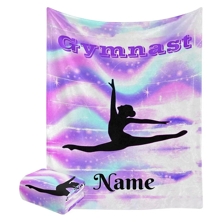Custom Blanket Personalized Gymnastics Soft Fleece Throw Blanket with Name | BKKid639