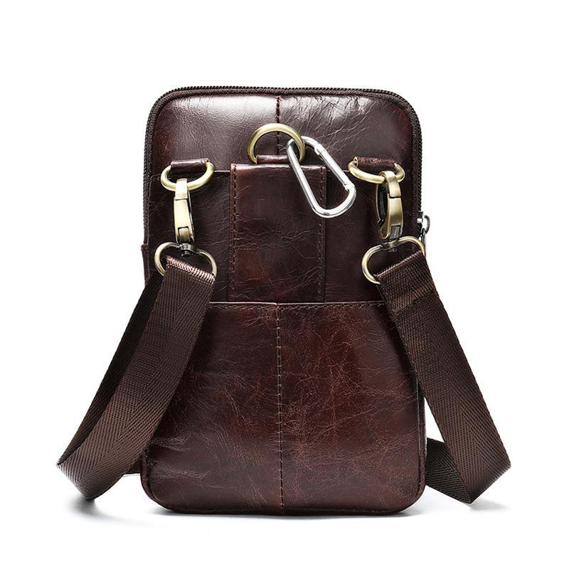 Leather Casual Solid Color Retro Crossbody Bag Shoulder Bag For Men