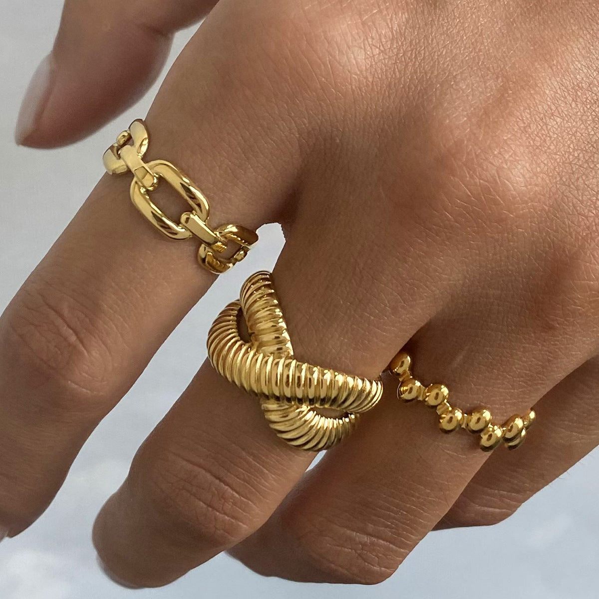 Jie Ding Stainless Steel Open Ring Female Titanium Steel Ring Niche Design High-End Accessories Female