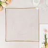 10 Pack | 10" Clear / Gold Concave Modern Square Plastic Dinner Plates, Disposable Party Plates