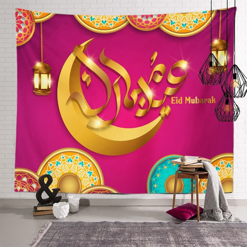 2021 Ramadan Decorations Home Tapestry Moon Star Eid Mubarak Wall Hanging Tapestries Decor Living Room Bedroom Background Decor