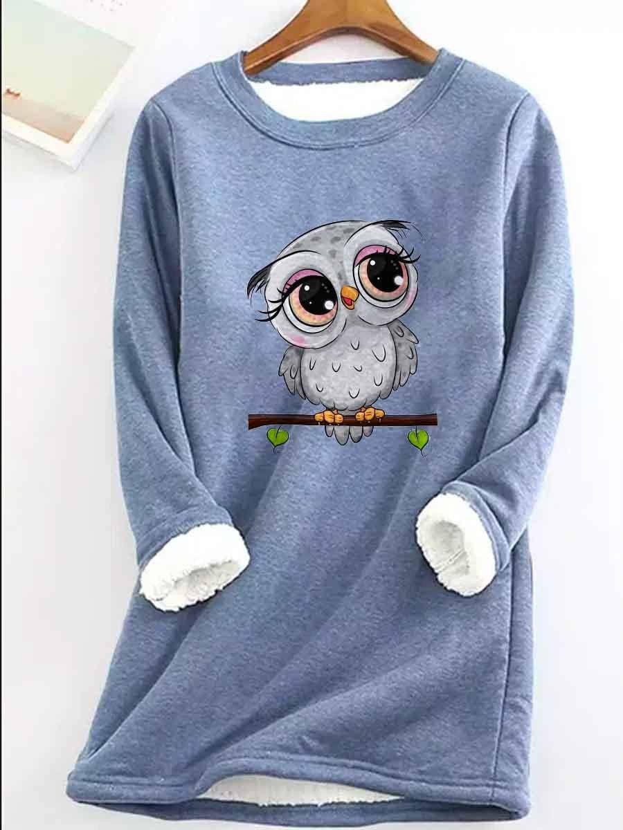 Cartoon Cute Owl Printed Women's Sweatshirt