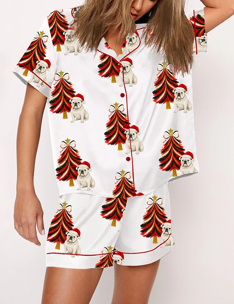 Women's Georgia Bulldogs  Sleigh Co Christmas Tree Pajama Set