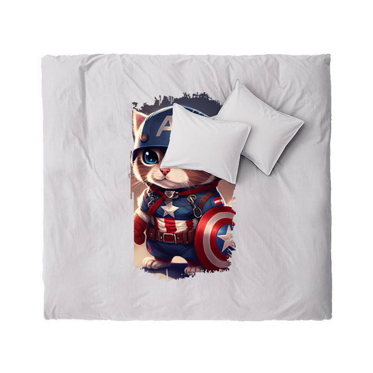 Captain America Meow, Cat Duvet Cover Set