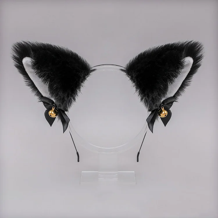 Halloween Cute Lolita Plush Cat Ears Bell Bow Headdress 2024 - Xpluswear