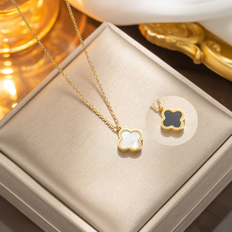 Flower Titanium Steel 18K Gold Plated Necklaces