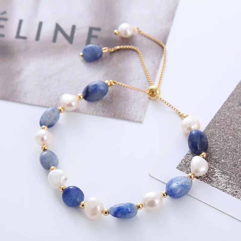 Blue Stone Freshwater Pearl Bracelet