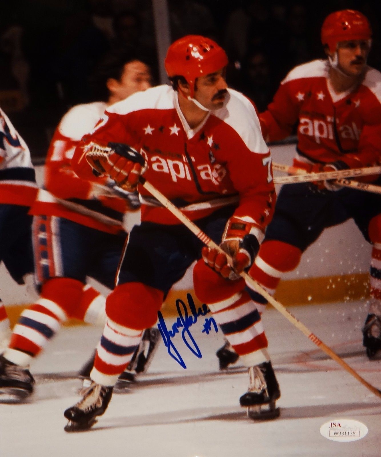 Yvon Labre Autographed 8x10 Washington Capitals In Play Photo Poster painting with JSA W Auth