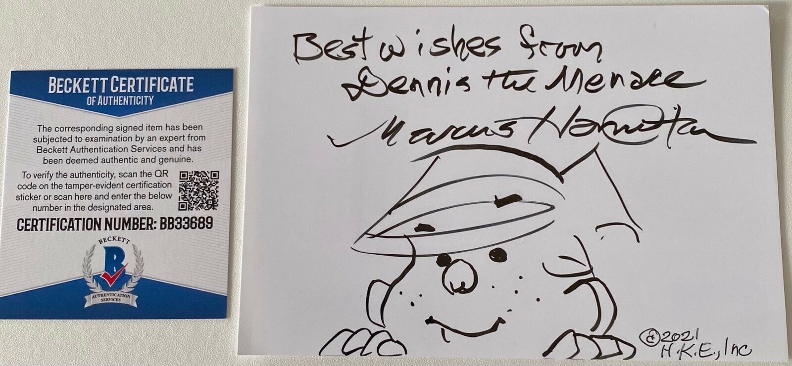 Marcus Hamilton Signed 4x6 Sketch Photo Poster painting Beckett BAS COA Dennis The Menace