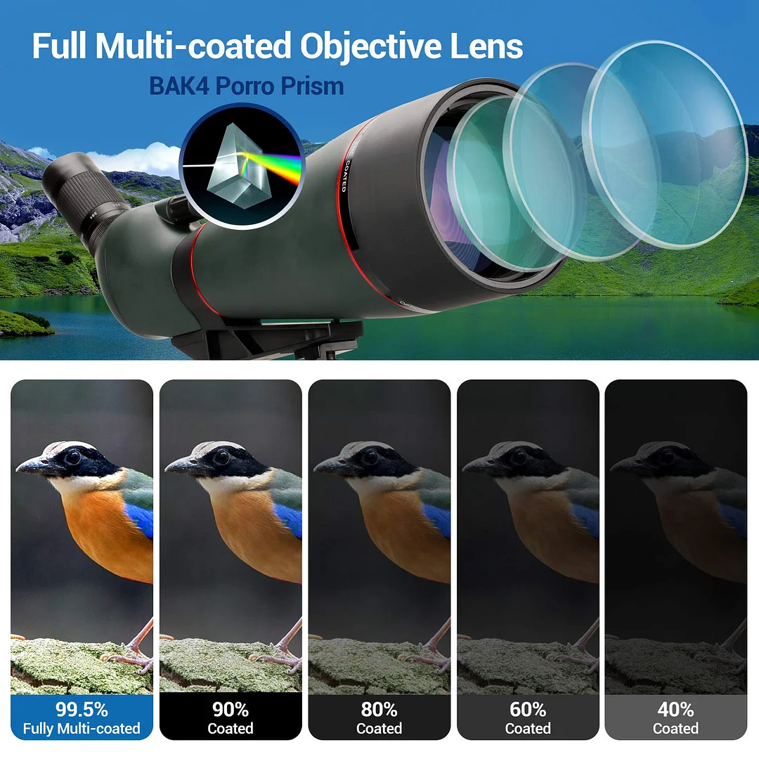 BEBANG Spotting Scope, 25-75x100 Spotting Scope with Tripod and Phone Adapter, Waterproof Spotting Scope for Bird Watching, Target Shooting, Hunting