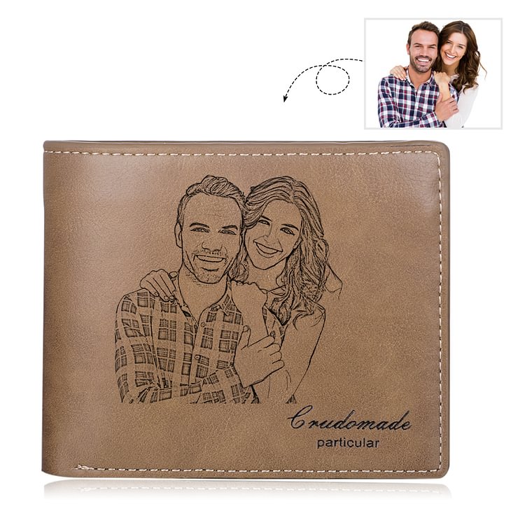 Cartera con 1 foto personalizada, monedero clásico para hombre, regalo de tarjeta para padre 3 textos