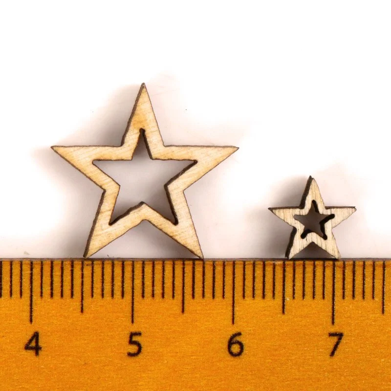 Wooden Hollow Star Shape Scrapbooking Embellishments Craft Handmade Home Wedding Decoration Accessory DIY 10-20mm 50pcs MZ256