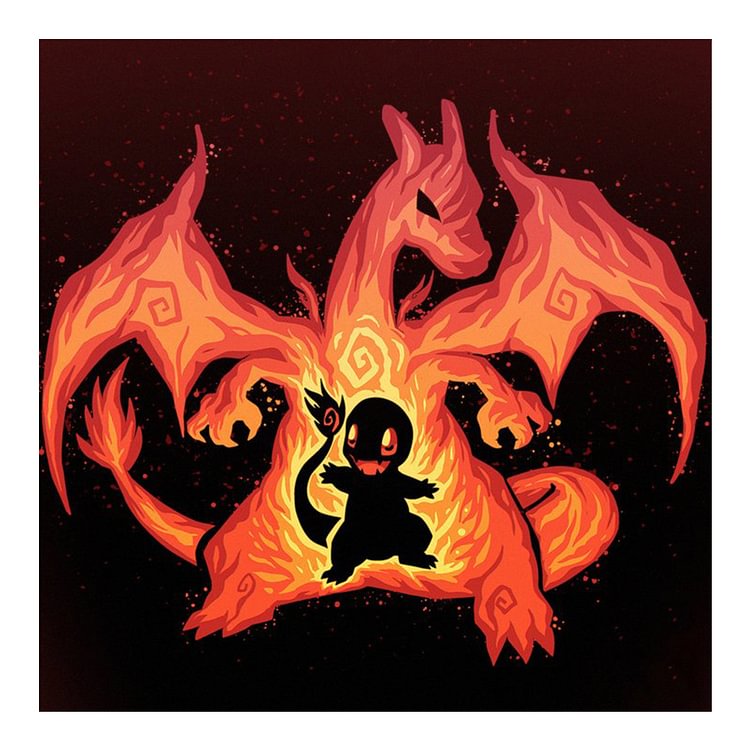 Silhouette - Pokmon Charizard 11CT Stamped Cross Stitch (40*40CM) fgoby