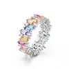 Baguette Colorful Lab Sapphire Rainbow Ring 
