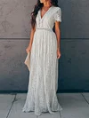 Stitching Lace Hook Flower V-neck Maxi Dress