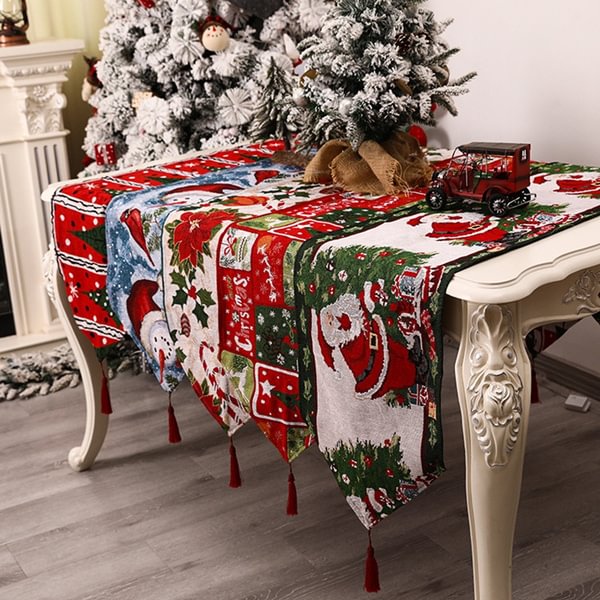 New Christmas Flower Table Runner Santa Claus Snowman Elk Print Classic Christmas Table Runner Living Room Dining Table Decoration Gifts for New Year - Shop Trendy Women's Fashion | TeeYours