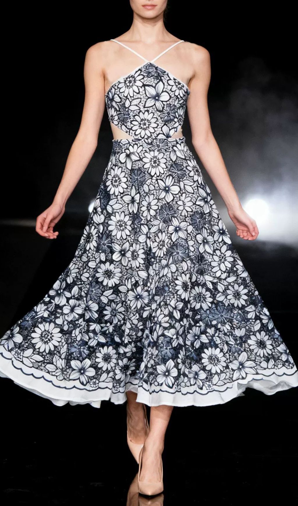 Aulaula Flower Embroidery Maxi Dress