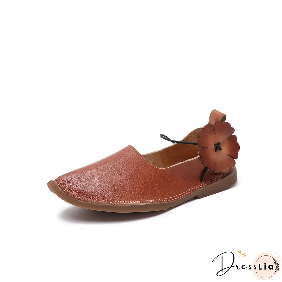 Spring Retro Leather Pointed Toe Casual Shoes