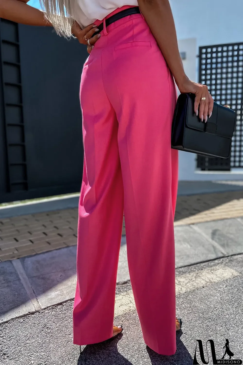 MidiSono - Rose Pleated High Waist Wide Leg Casual Pants